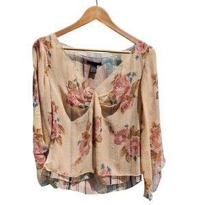 VTG Y2K The Limited Womens M 100% Silk Floral Top Fairy Ethereal Sheer Romantic